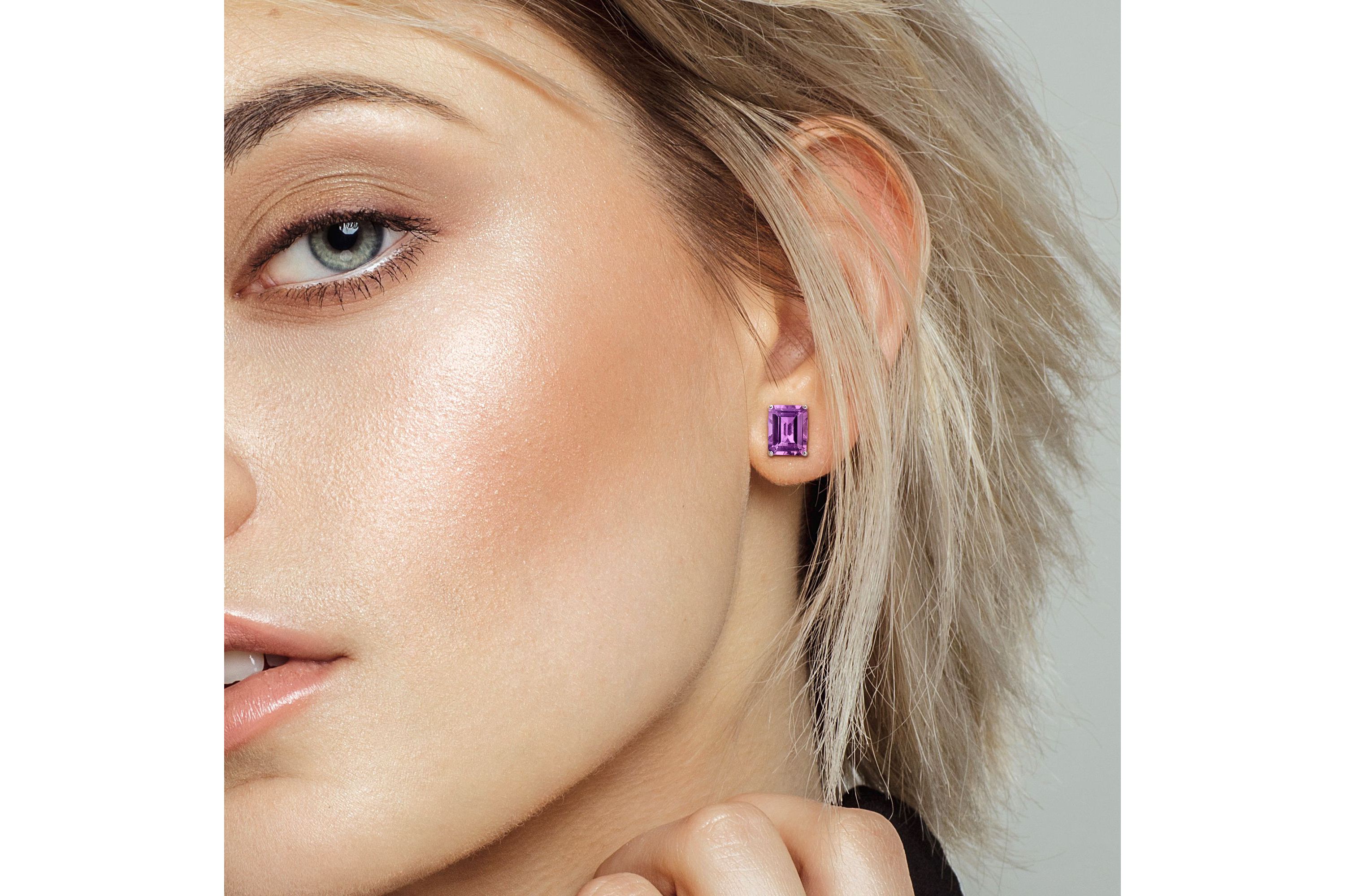 Amethyst Pendant with Chain and Earrings 2-Piece Set in Sterling Silver