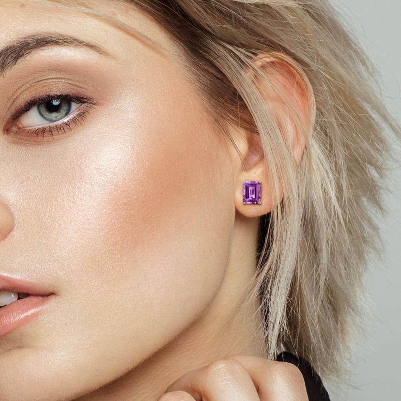 Amethyst Pendant with Chain and Earrings 2-Piece Set in Sterling Silver
