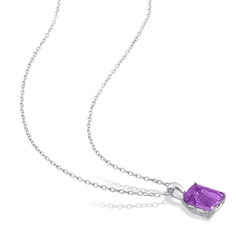 Amethyst Pendant with Chain and Earrings 2-Piece Set in Sterling Silver