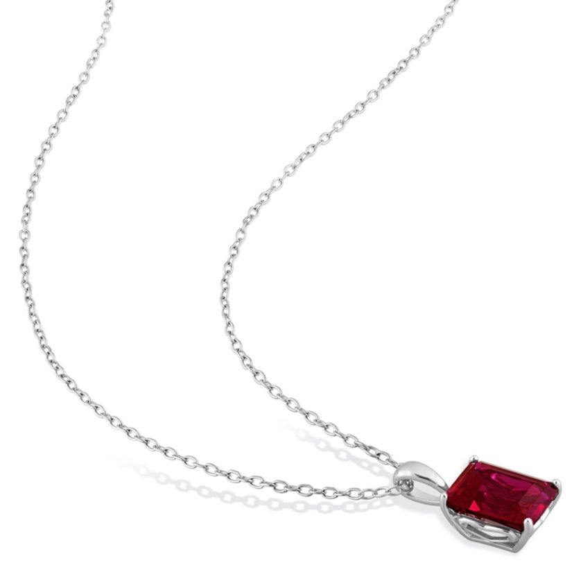 Lab Created Created Ruby Solitaire Pendant with Chain and Stud Earrings 2-Piece Set in Sterling Silver