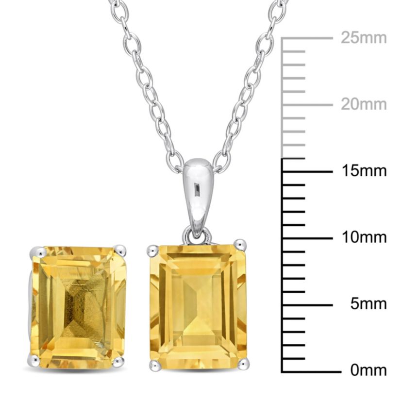 Citrine Pendant with Chain and Earrings 2-Piece Set in Sterling Silver