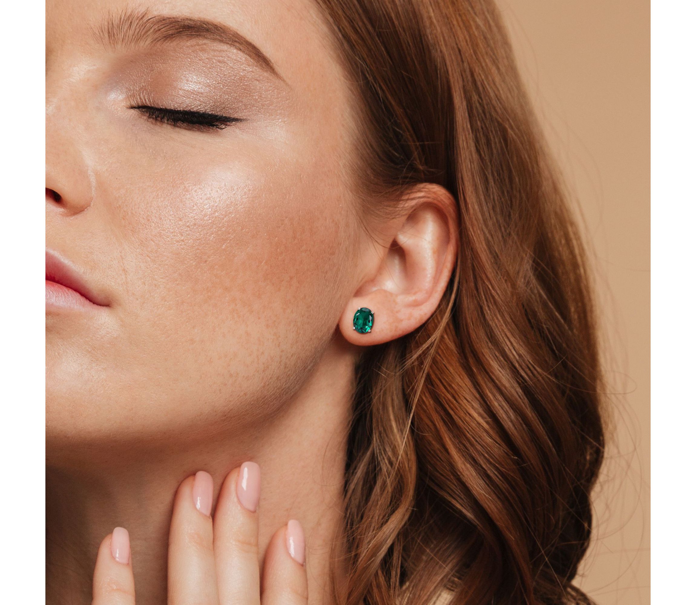 Lab Created Created Emerald Pendant with Chain and Earrings 2-Piece Set in Sterling Silver