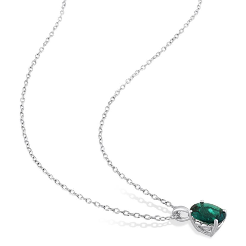 Lab Created Created Emerald Pendant with Chain and Earrings 2-Piece Set in Sterling Silver