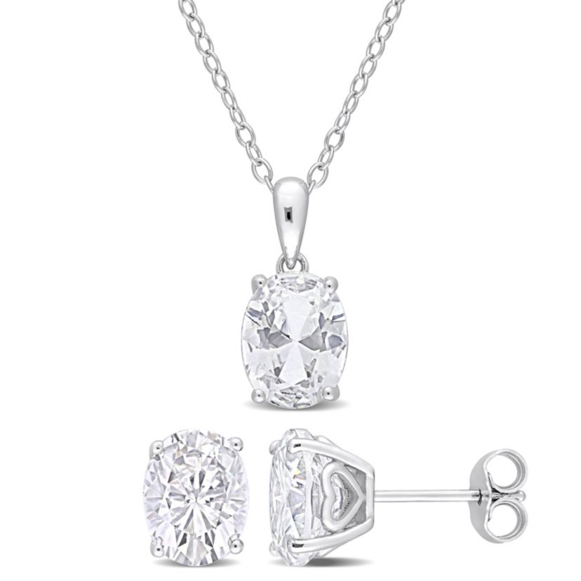 White Topaz Pendant with Chain and Earrings 2-Piece Set in Sterling Silver