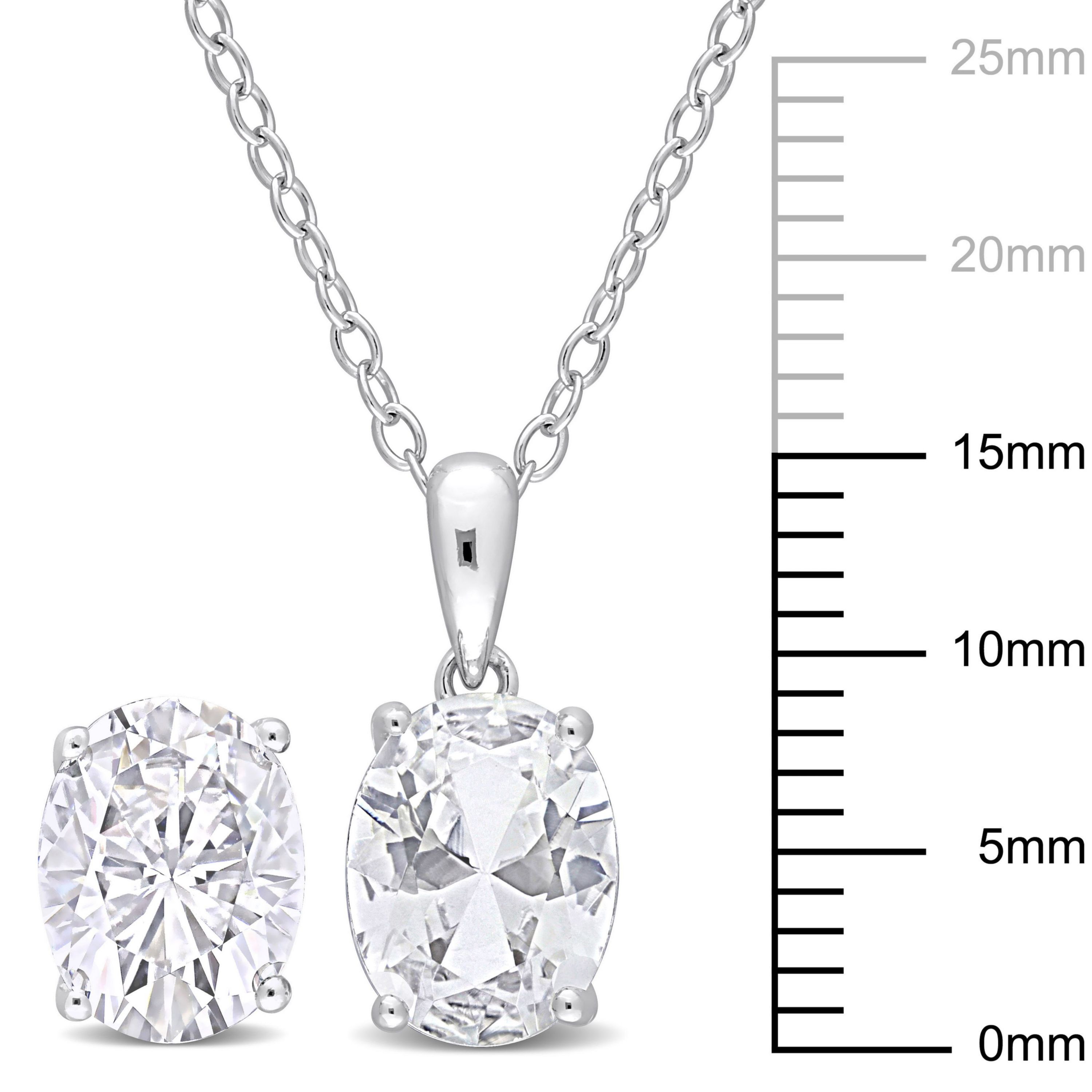 White Topaz Pendant with Chain and Earrings 2-Piece Set in Sterling Silver
