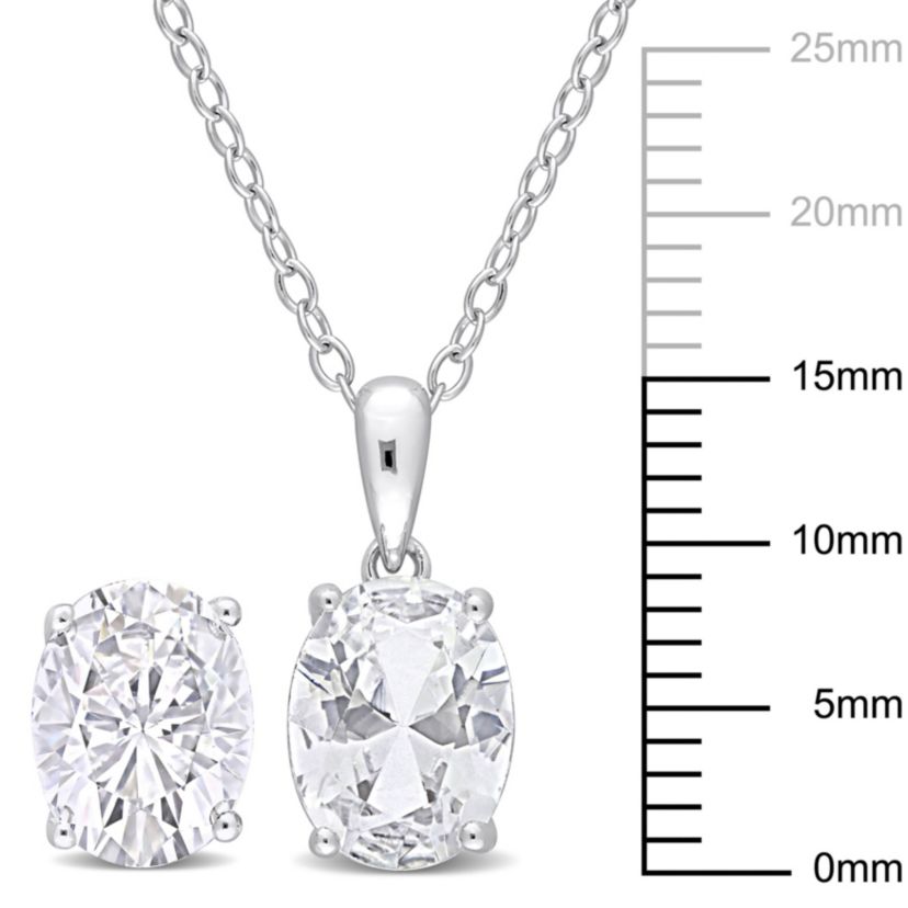 White Topaz Pendant with Chain and Earrings 2-Piece Set in Sterling Silver