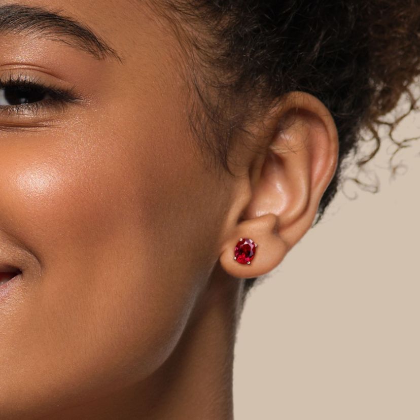 Lab Created Created Ruby Pendant with Chain and Earrings 2-Piece Set in Sterling Silver