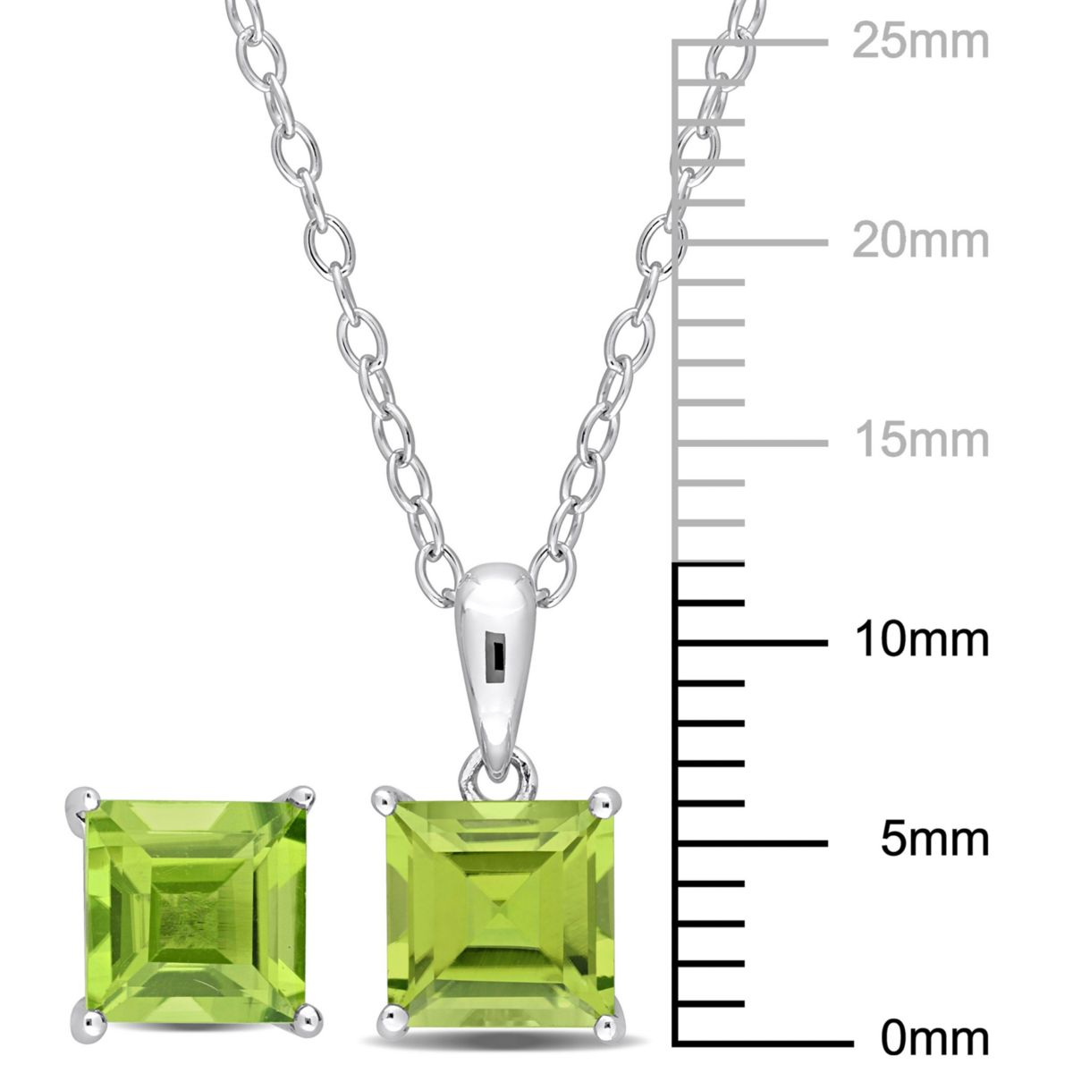Peridot Pendant with Chain and Earrings 2-Piece Set in Sterling Silver
