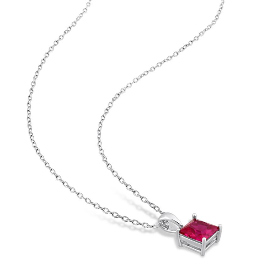 Lab Created Created Ruby Pendant with Chain and Earrings 2-Piece Set in Sterling Silver