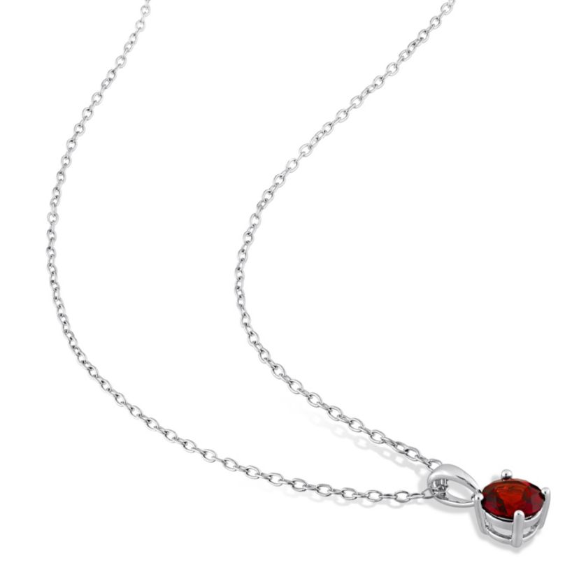 Garnet Pendant with Chain and Earrings 2-Piece Set in Sterling Silver