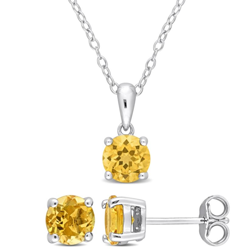 Citrine Pendant with Chain and Earrings 2-Piece Set in Sterling Silver