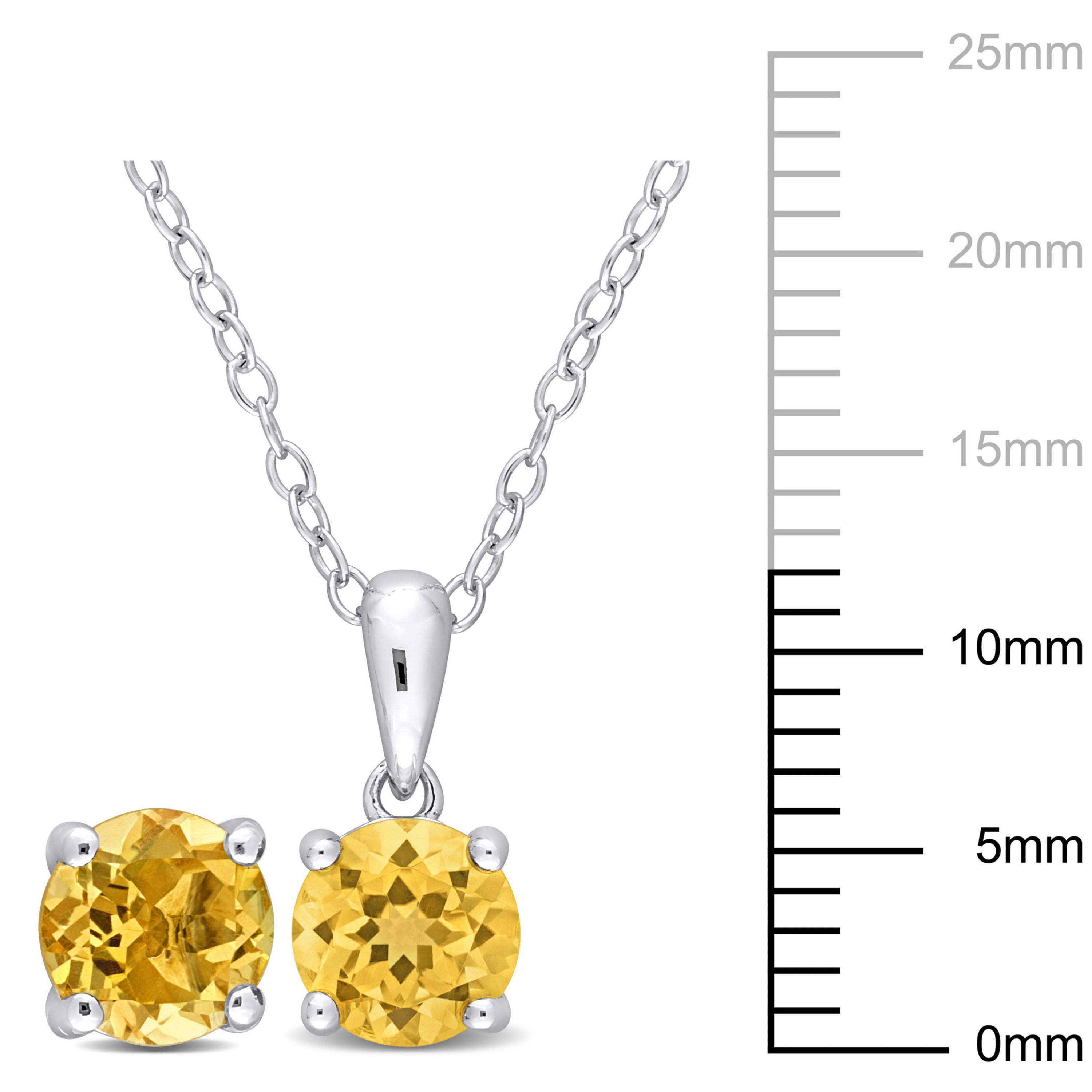Citrine Pendant with Chain and Earrings 2-Piece Set in Sterling Silver