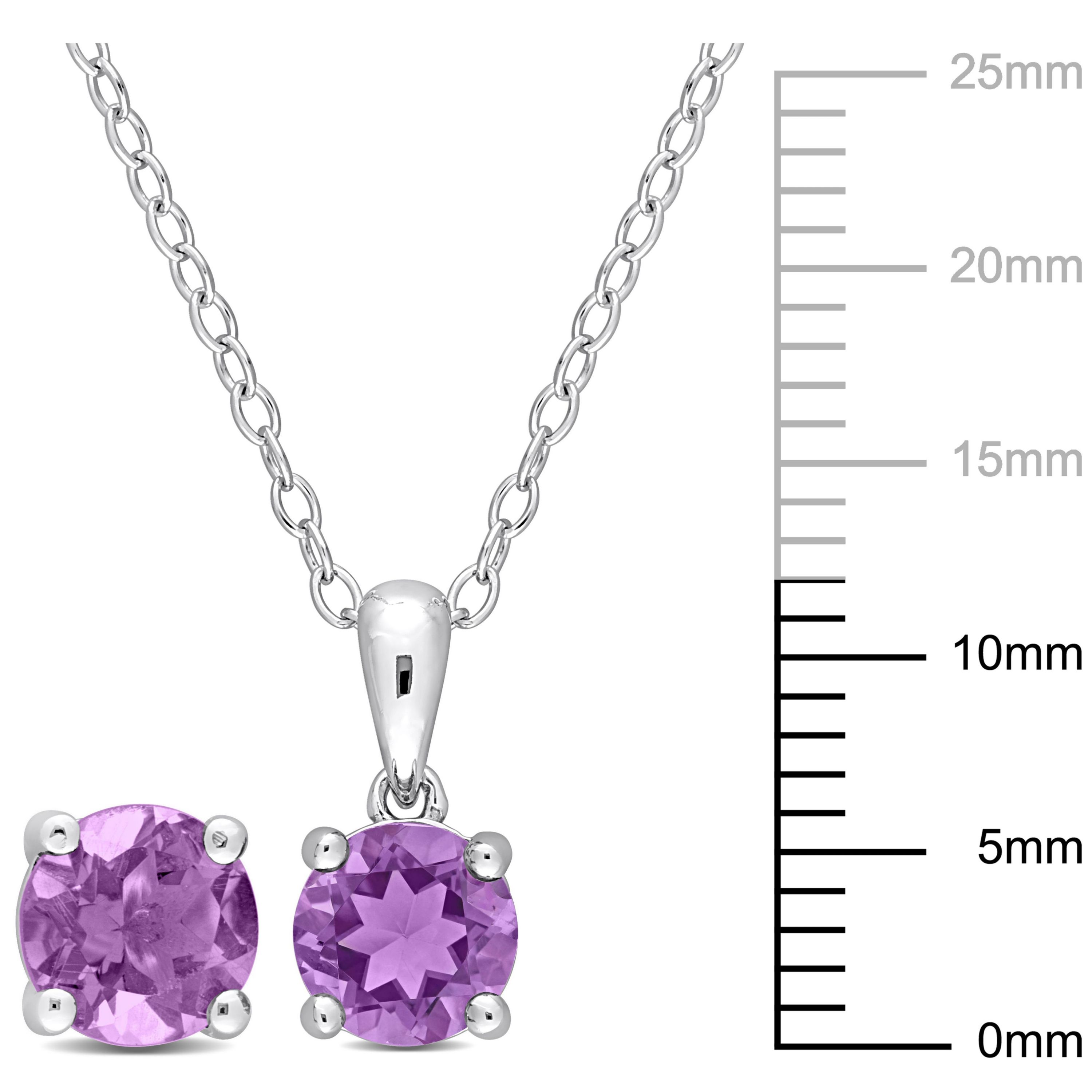 Amethyst Pendant with Chain and Earrings 2-Piece Set in Sterling Silver