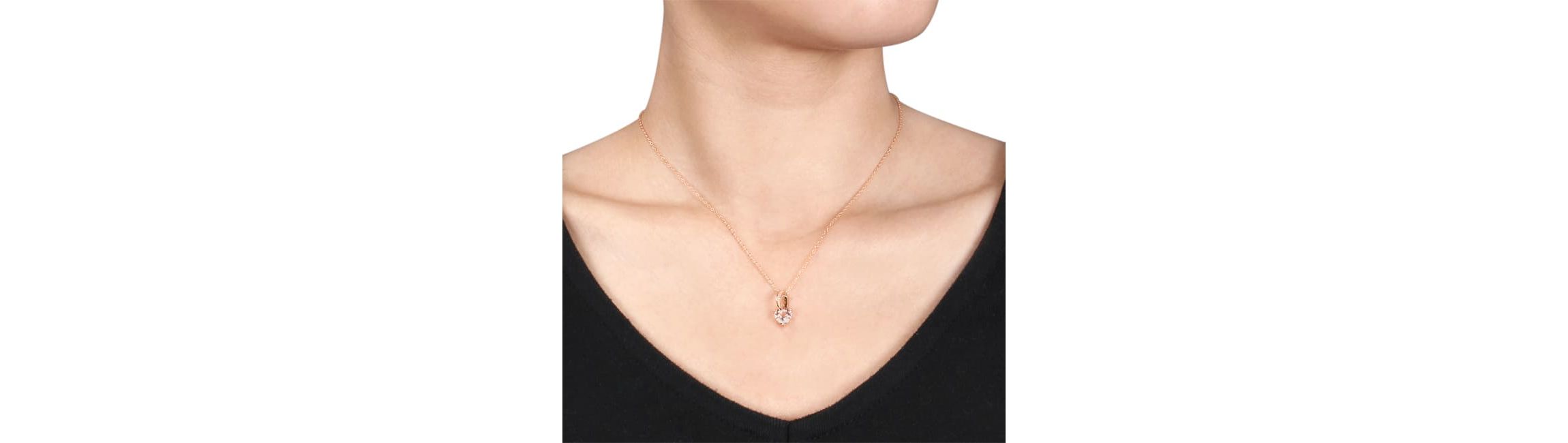 Morganite and Diamond Accent Heart Pendant with Chain in Rose Plated Sterling Silver
