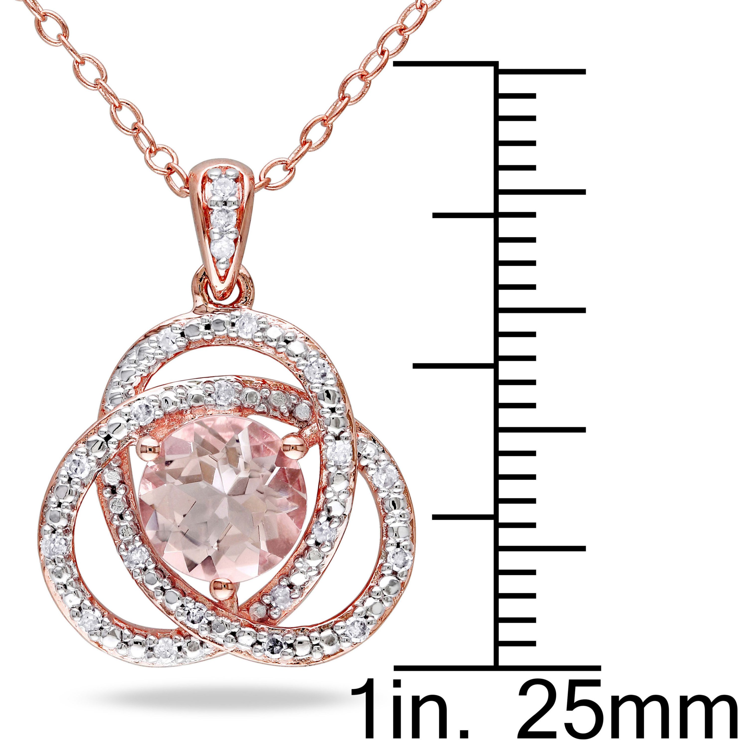 Morganite  and 1/10 ct. t.w. Diamond Trillium Pendant with Chain in Rose Plated Sterling Silver
