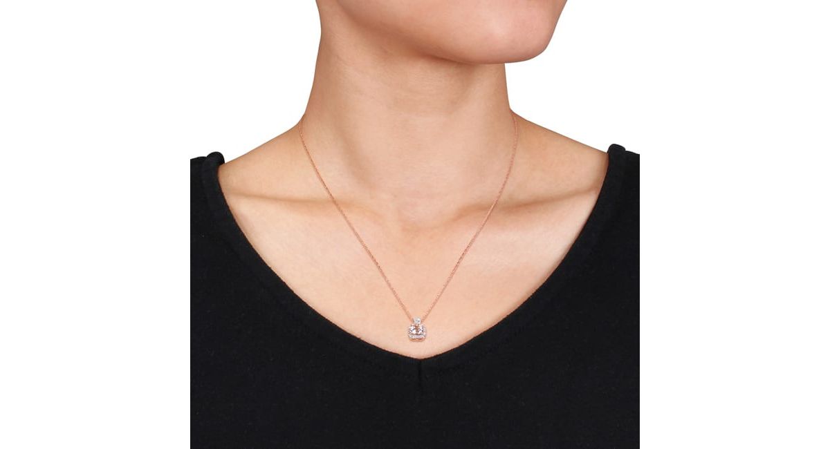 2 PC Set of Morganite and 1/3 ct. t.w. Diamond Earrings and Pendant with Chain in 10K Rose Gold