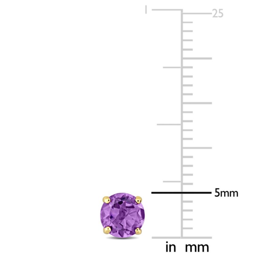 Amethyst Solitaire Stud Earrings in 14K Yellow Gold