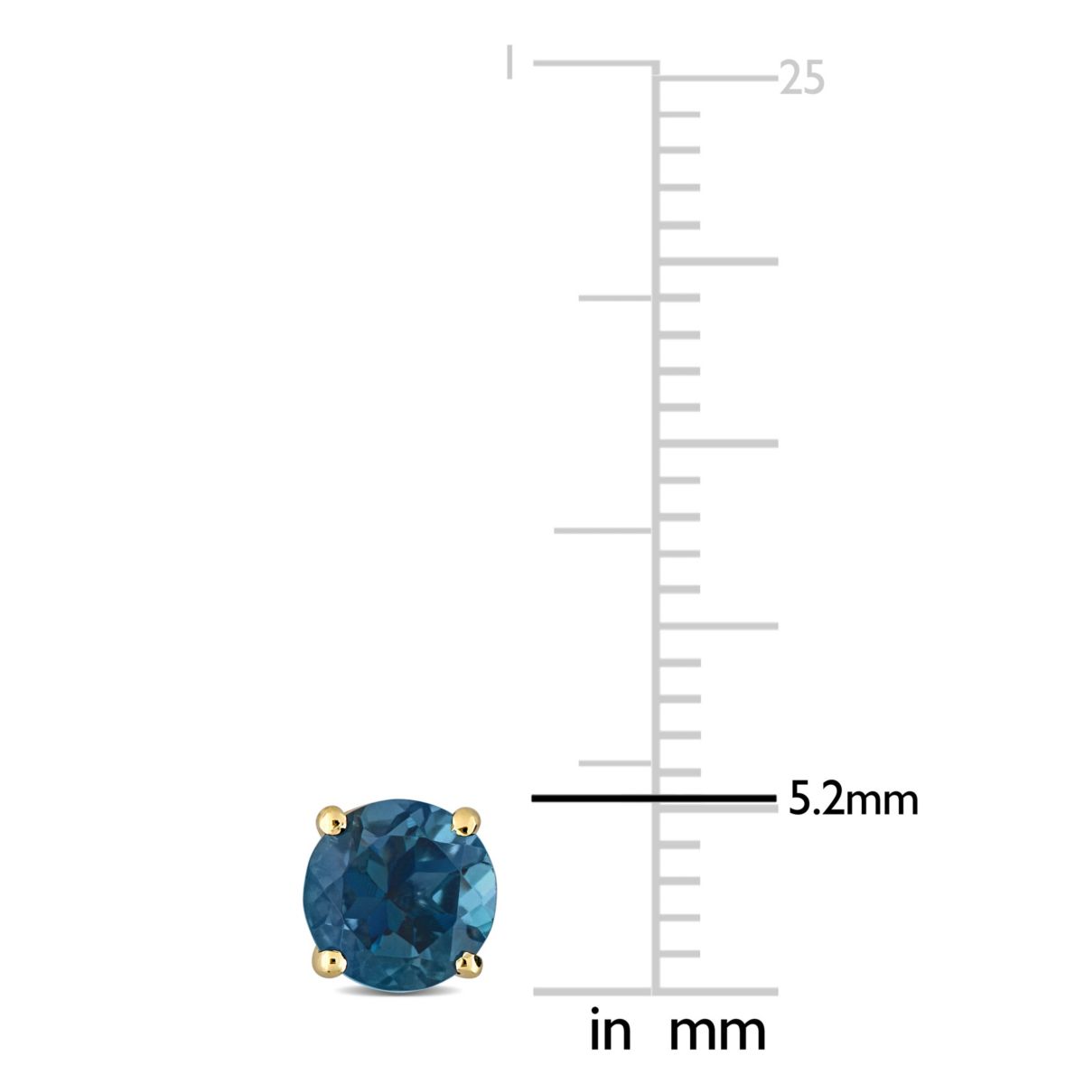 London-Blue Topaz Solitaire Stud Earrings in 14K Yellow Gold