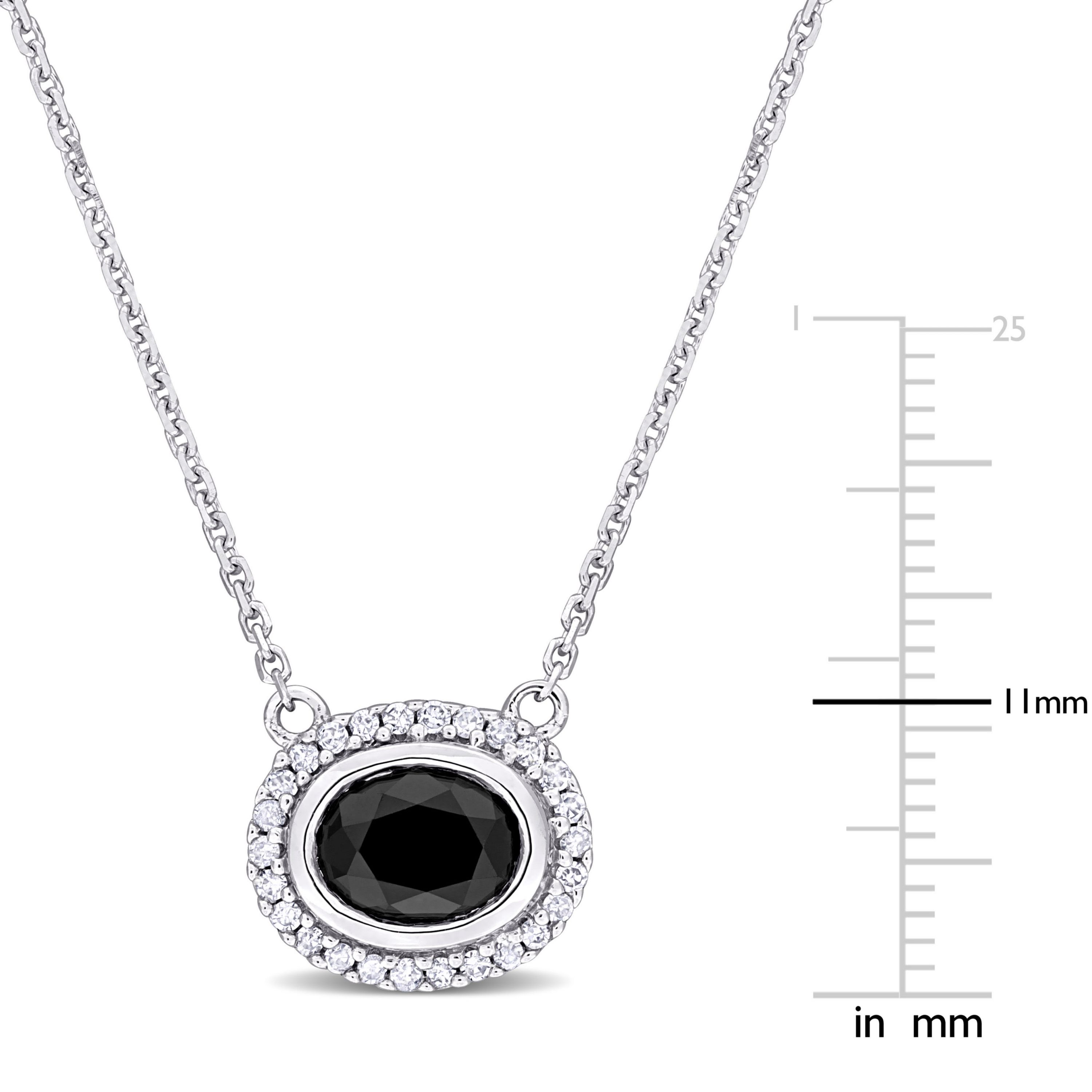 1.10 ct. t.w. Black and White Diamond Halo Necklace in 14K White Gold