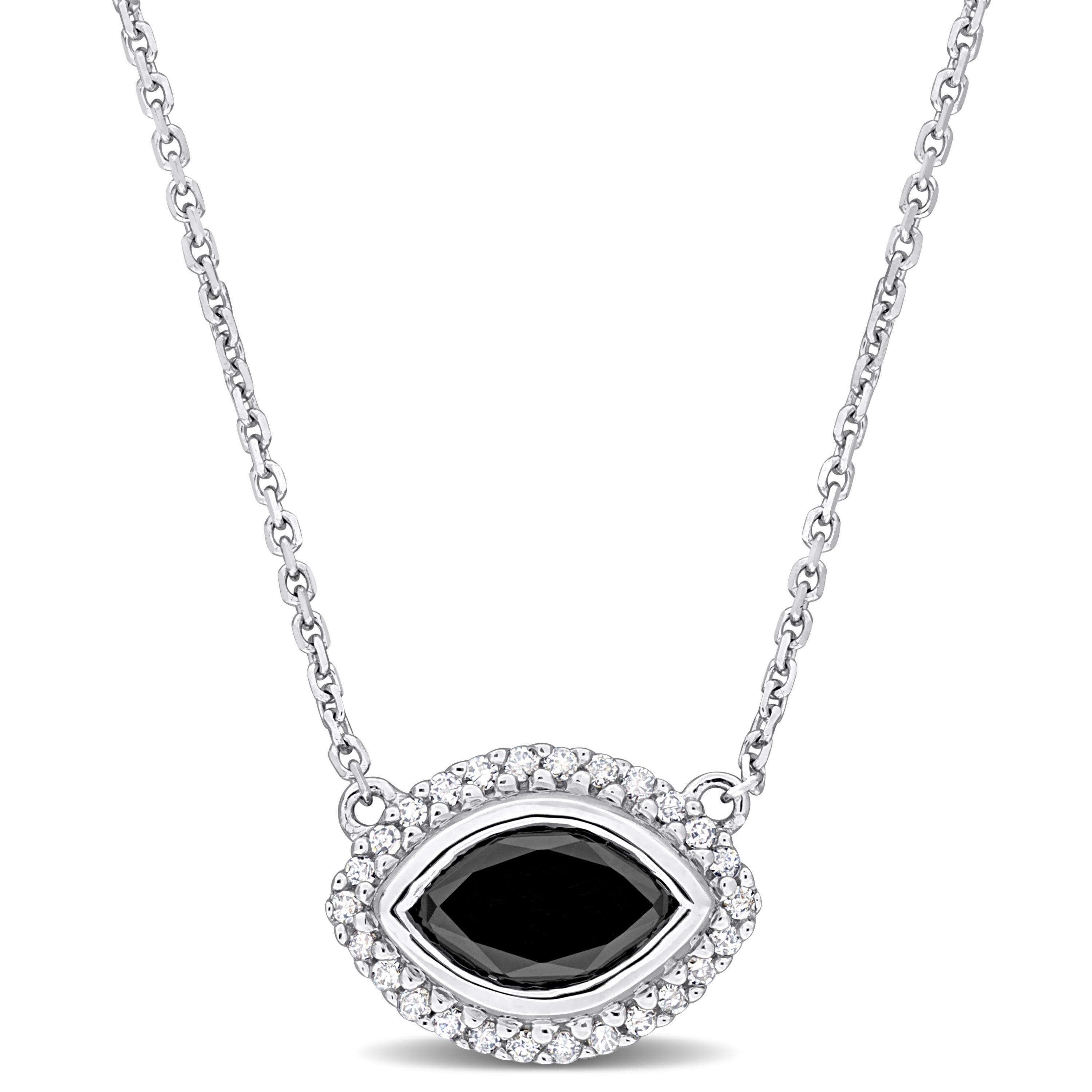 1.10 ct. t.w. Black and White Diamond Necklace in 14K White Gold
