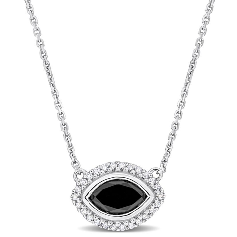 1.10 ct. t.w. Black and White Diamond Necklace in 14K White Gold