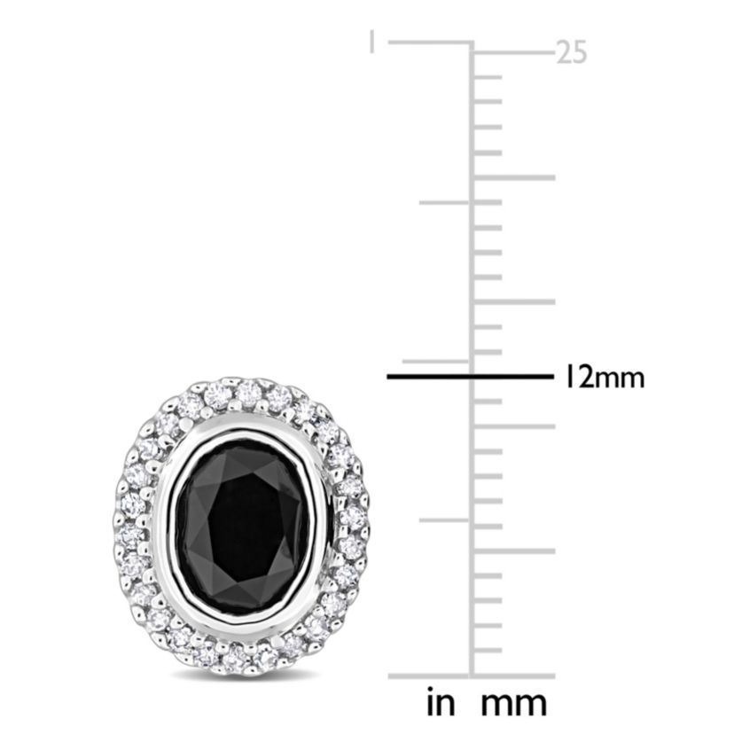 2.20 ct. t.w. Black and White Diamond Halo Stud Earrings in 14K White Gold
