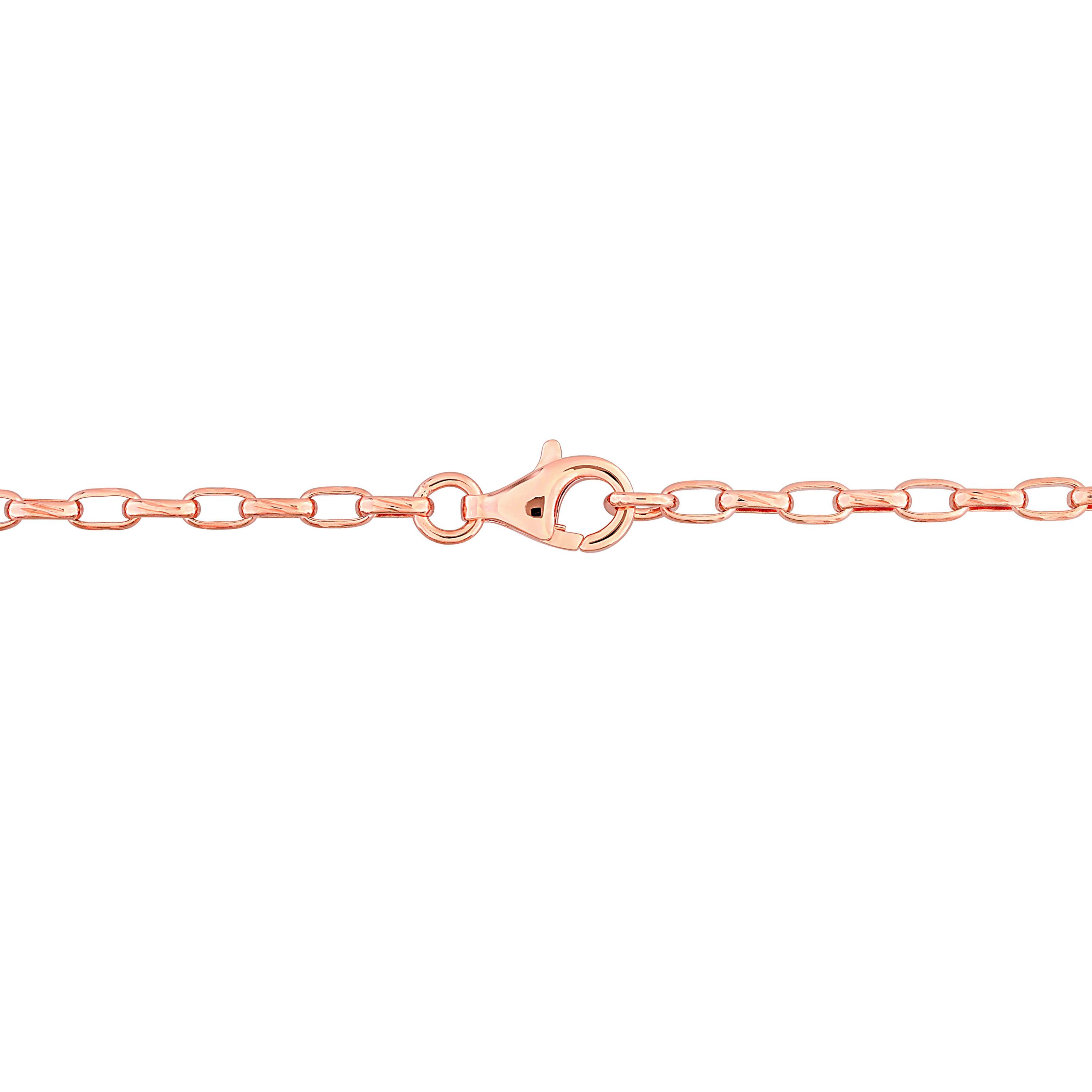 Rose de France and Amethyst Necklace in Rose Plated Sterling Silver