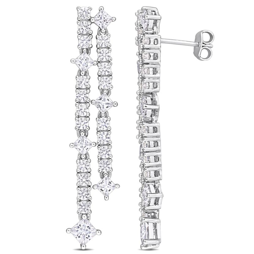 Lab Created Created White Sapphire Drop Earrings in Sterling Silver