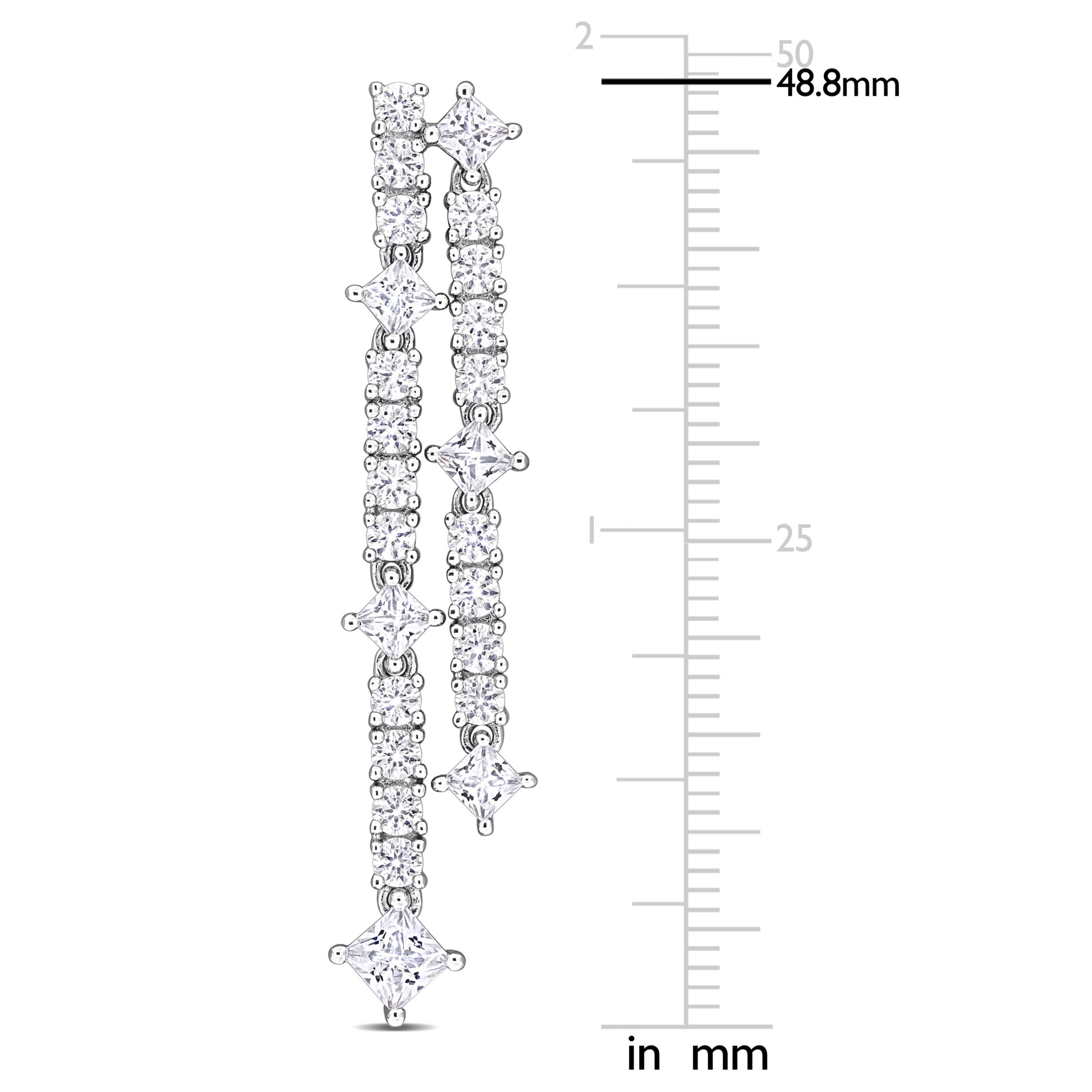 Lab Created Created White Sapphire Drop Earrings in Sterling Silver