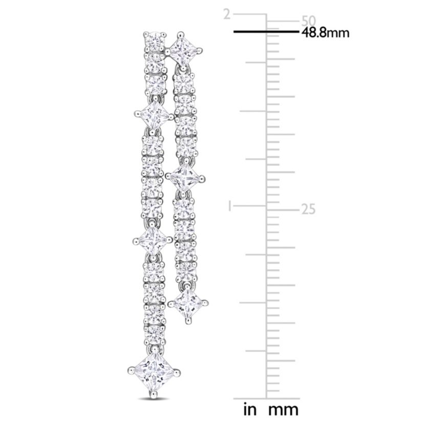 Lab Created Created White Sapphire Drop Earrings in Sterling Silver