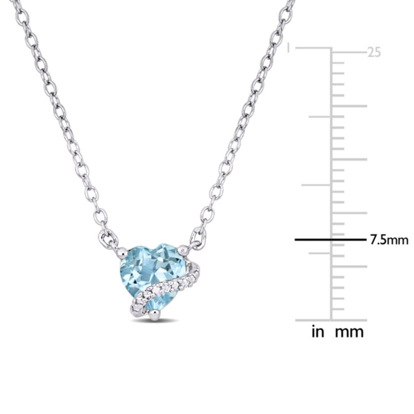Sky-Blue Topaz and Diamond Accent Heart Pendant with Chain in Sterling Silver