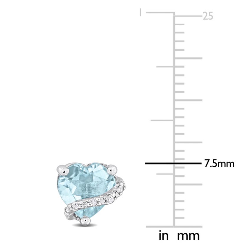 Sky-Blue Topaz and Diamond Accent Stud Earrings in Sterling Silver
