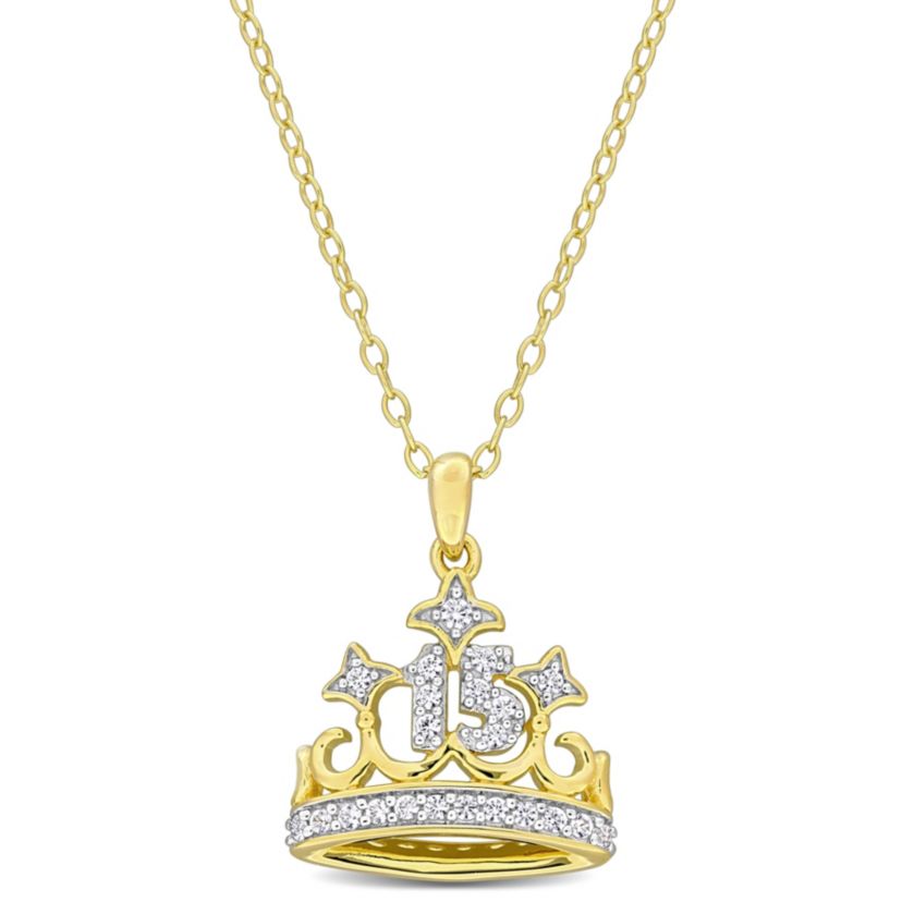 Lab Created Created White Sapphire Pendant with Chain in Sterling Silver