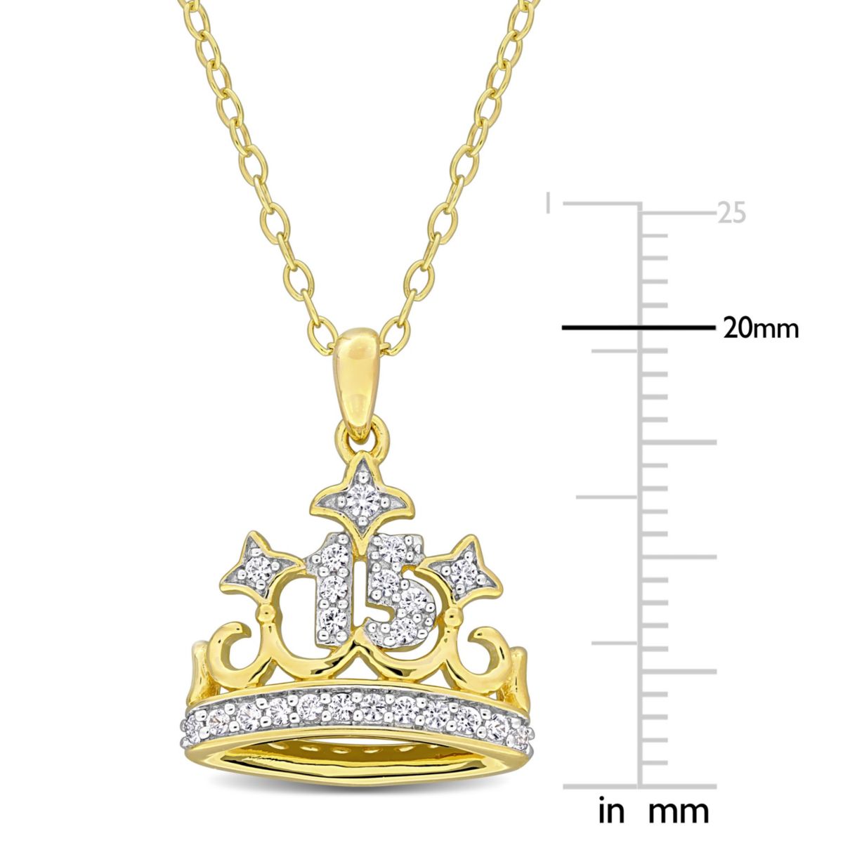 Lab Created Created White Sapphire Pendant with Chain in Sterling Silver