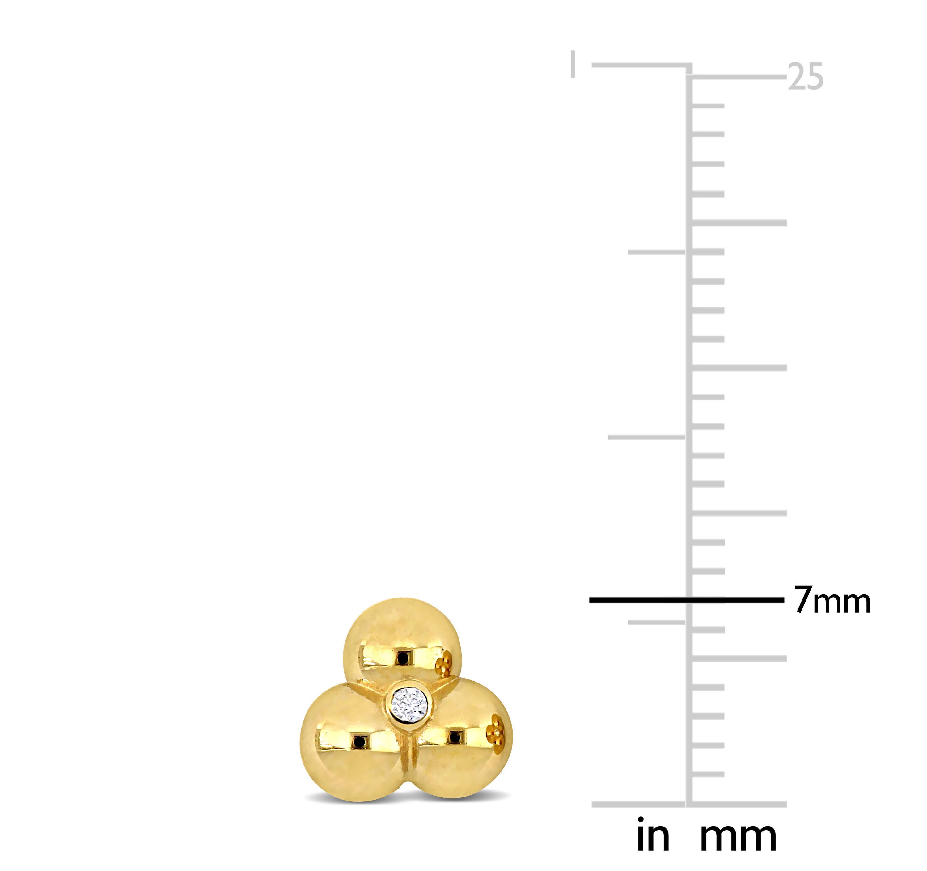 Diamond Accent Triple Beads Stud Earrings in 14K Yellow Gold
