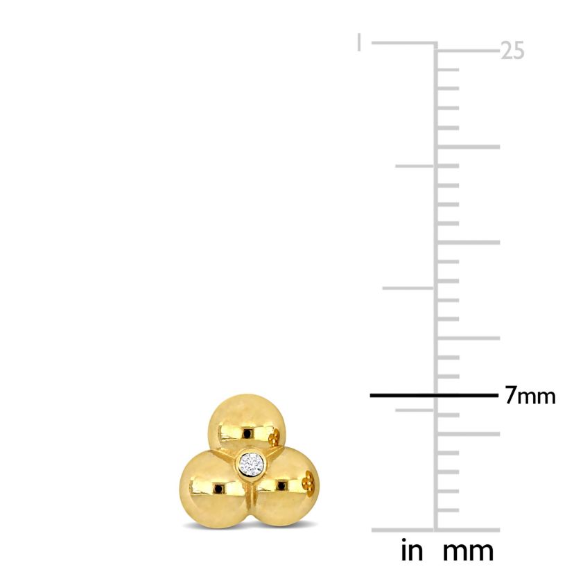 Diamond Accent Triple Beads Stud Earrings in 14K Yellow Gold
