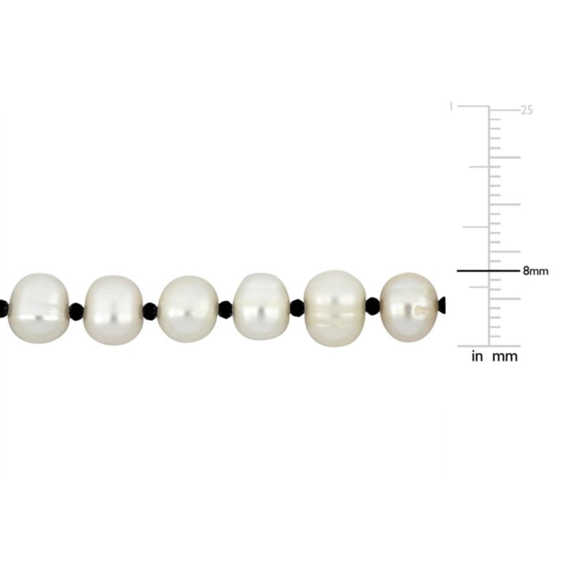 7-8mm Freshwater Cultured Pearl and Black Spinel Beads Endless Necklace
