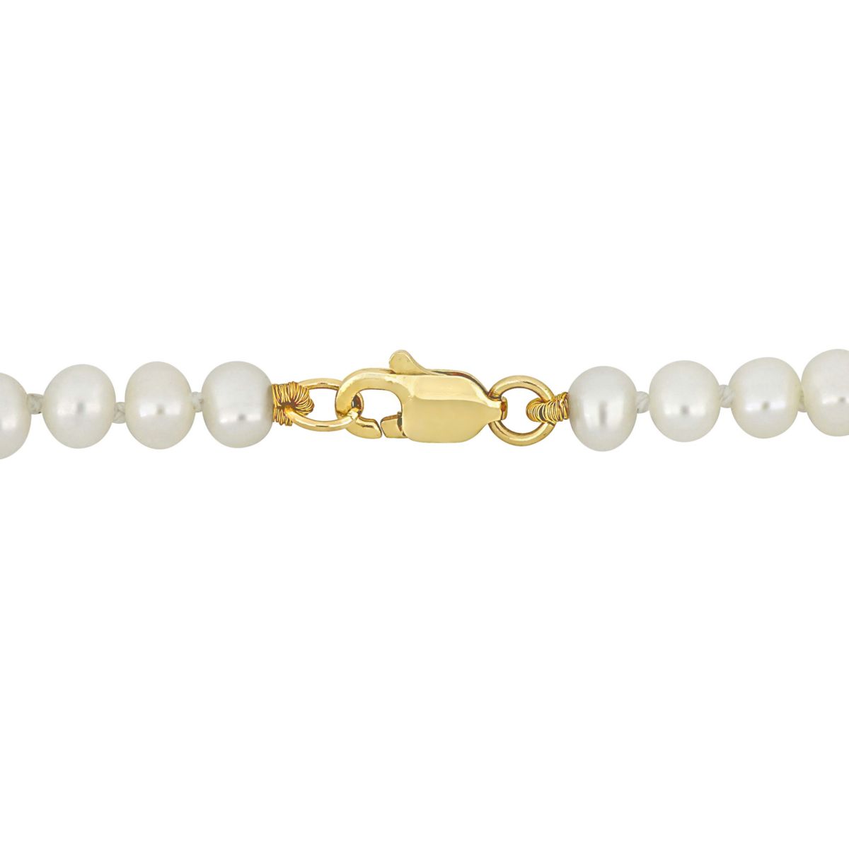 3-4mm Freshwater Cultured Pearl Necklace with 10K Yellow Gold Lobster Clasp