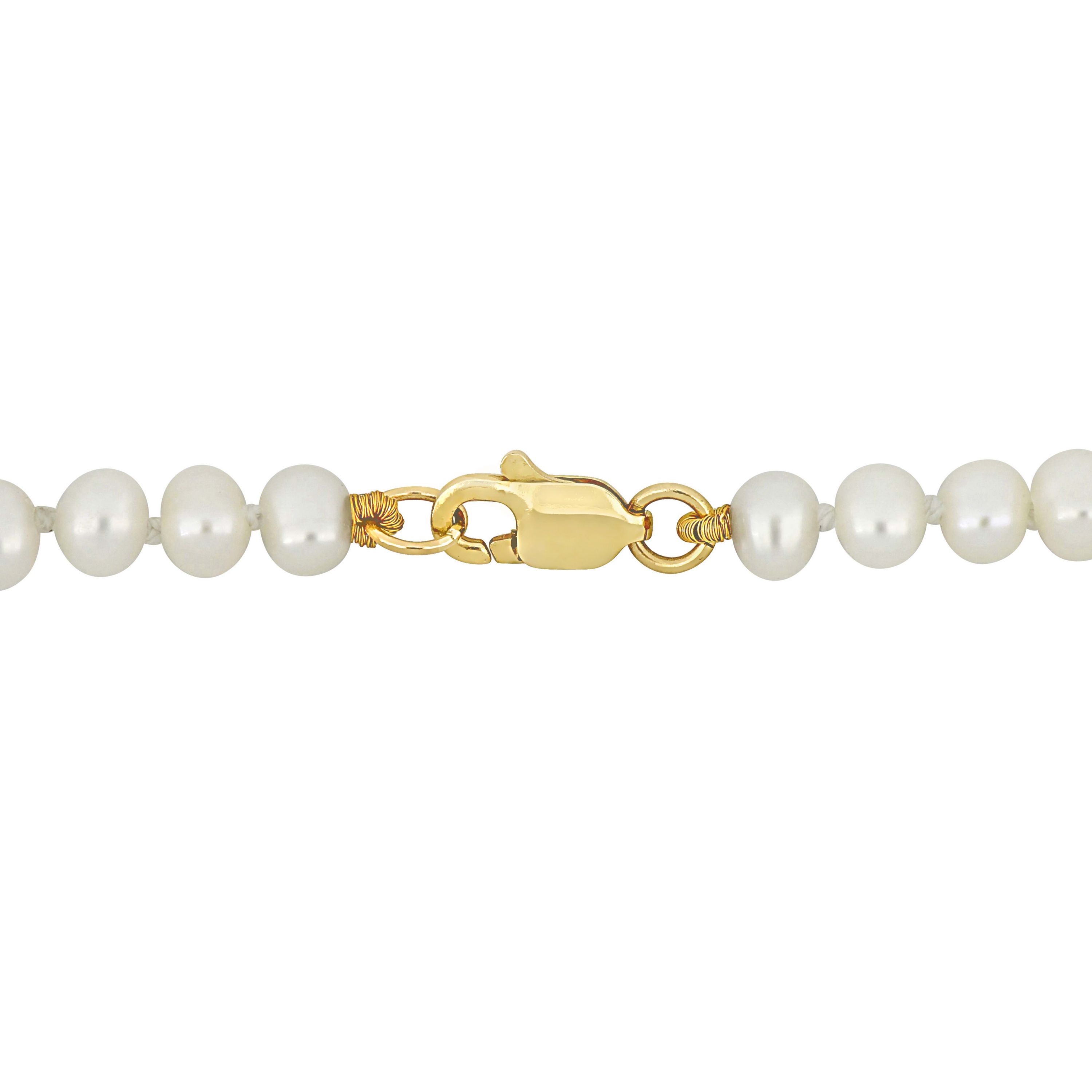 3-4mm Freshwater Cultured Pearl Necklace with 10K Yellow Gold Lobster Clasp