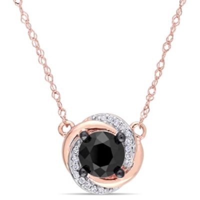Belk & Co 1.05 ct. t.w. Black and White Diamond Swirl Necklace in 10K Rose Gold