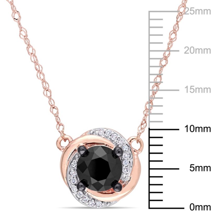 1.05 ct. t.w. Black and White Diamond Swirl Necklace in 10K Rose Gold