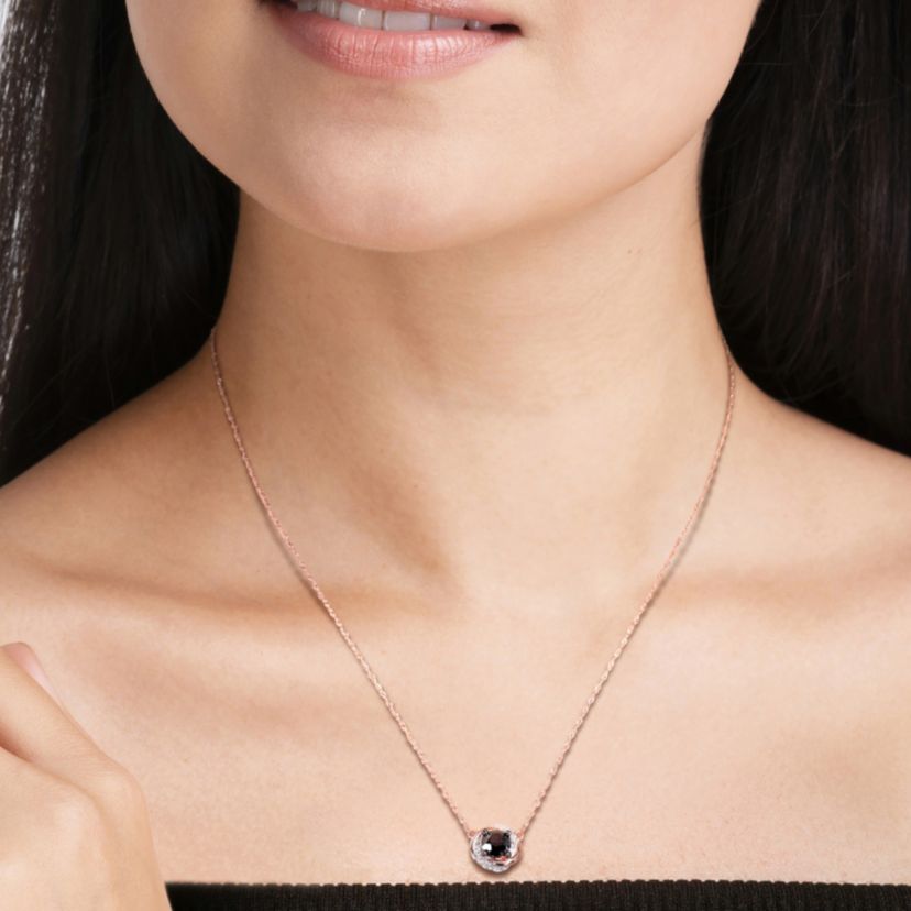 1.05 ct. t.w. Black and White Diamond Swirl Necklace in 10K Rose Gold