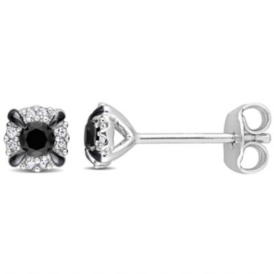 Belk & Co 1/4 ct. t.w. Black and White Diamond Stud Earrings in Sterling Silver with Black Rhodium Plated