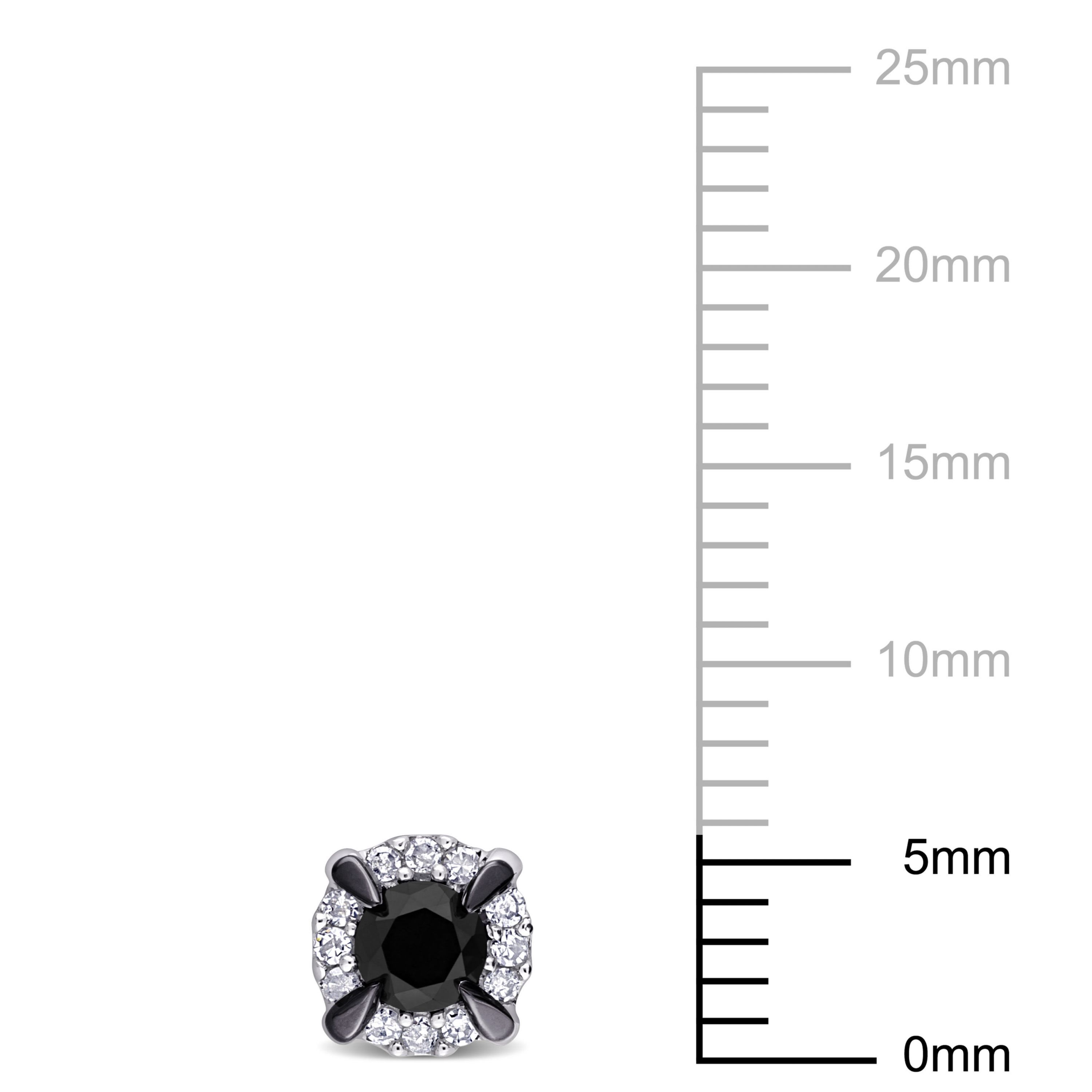 1/2 ct. t.w. Black and White Diamond Halo Stud Earrings in 10K White Gold with Black Rhodium Plated