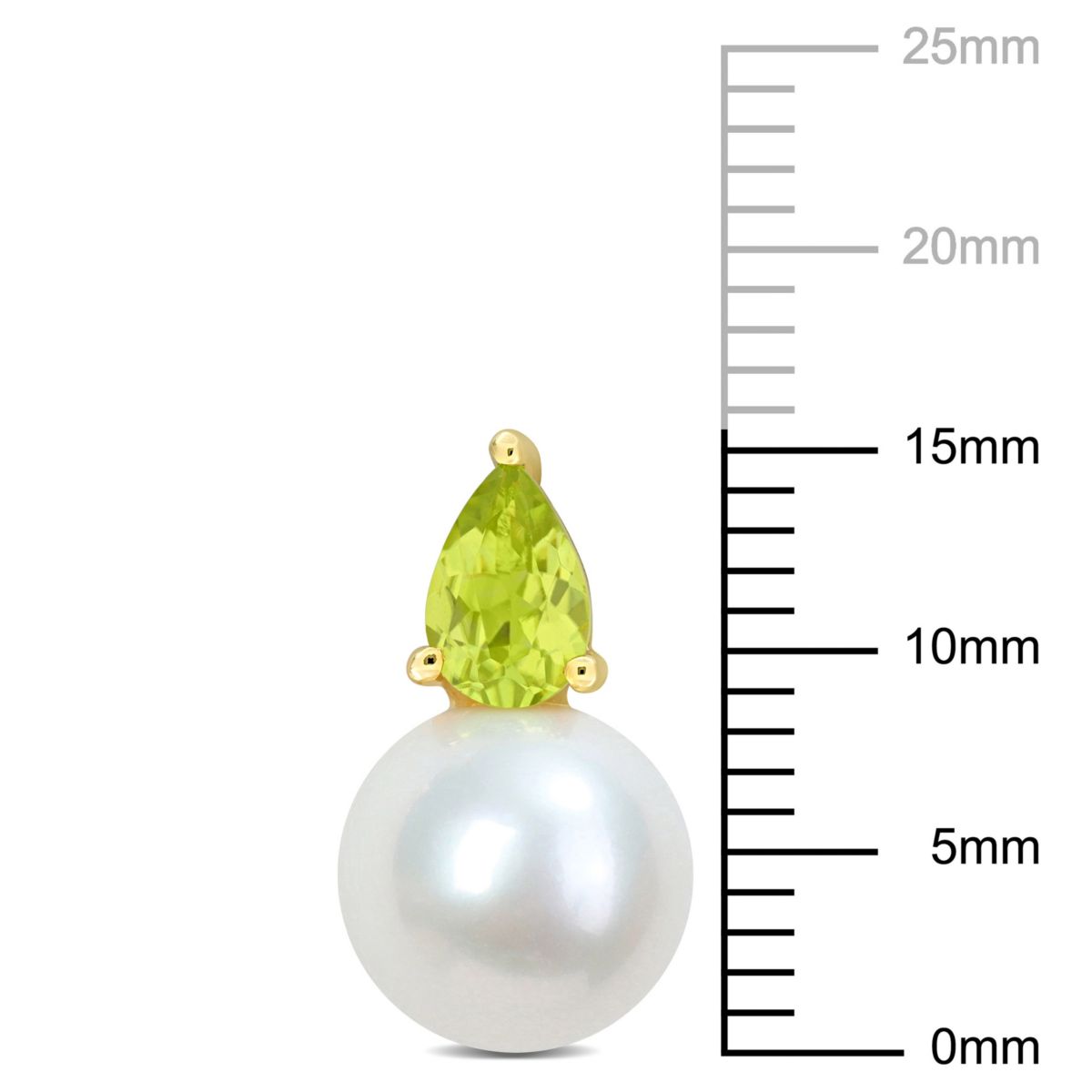 8.5-9MM Freshwater Cultured Pearl and Peridot Earrings in Yellow Plated Sterling Silver