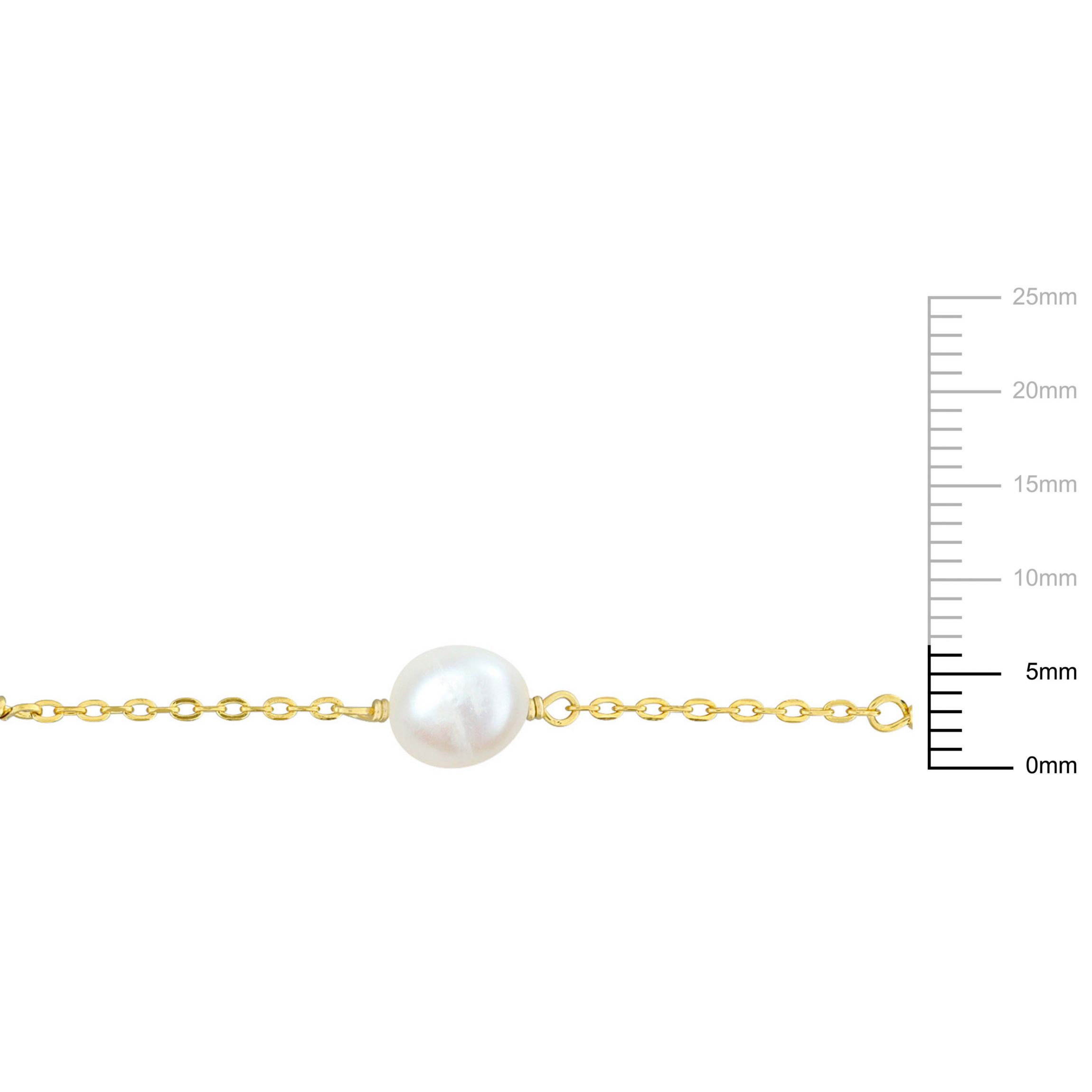 Blue Sapphire, Garnet and Green Onyx Beads with 5-6.5mm Freshwater Cultured Pearl Necklace in Yellow Plated Sterling Silver