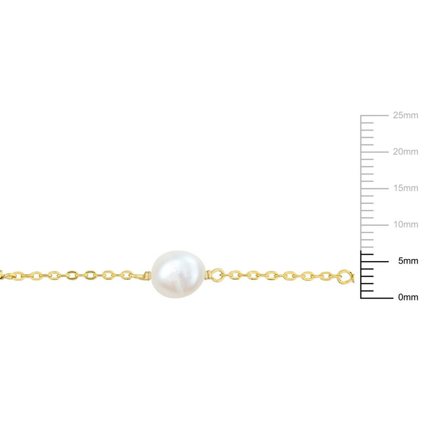 Blue Sapphire, Garnet and Green Onyx Beads with 5-6.5mm Freshwater Cultured Pearl Necklace in Yellow Plated Sterling Silver