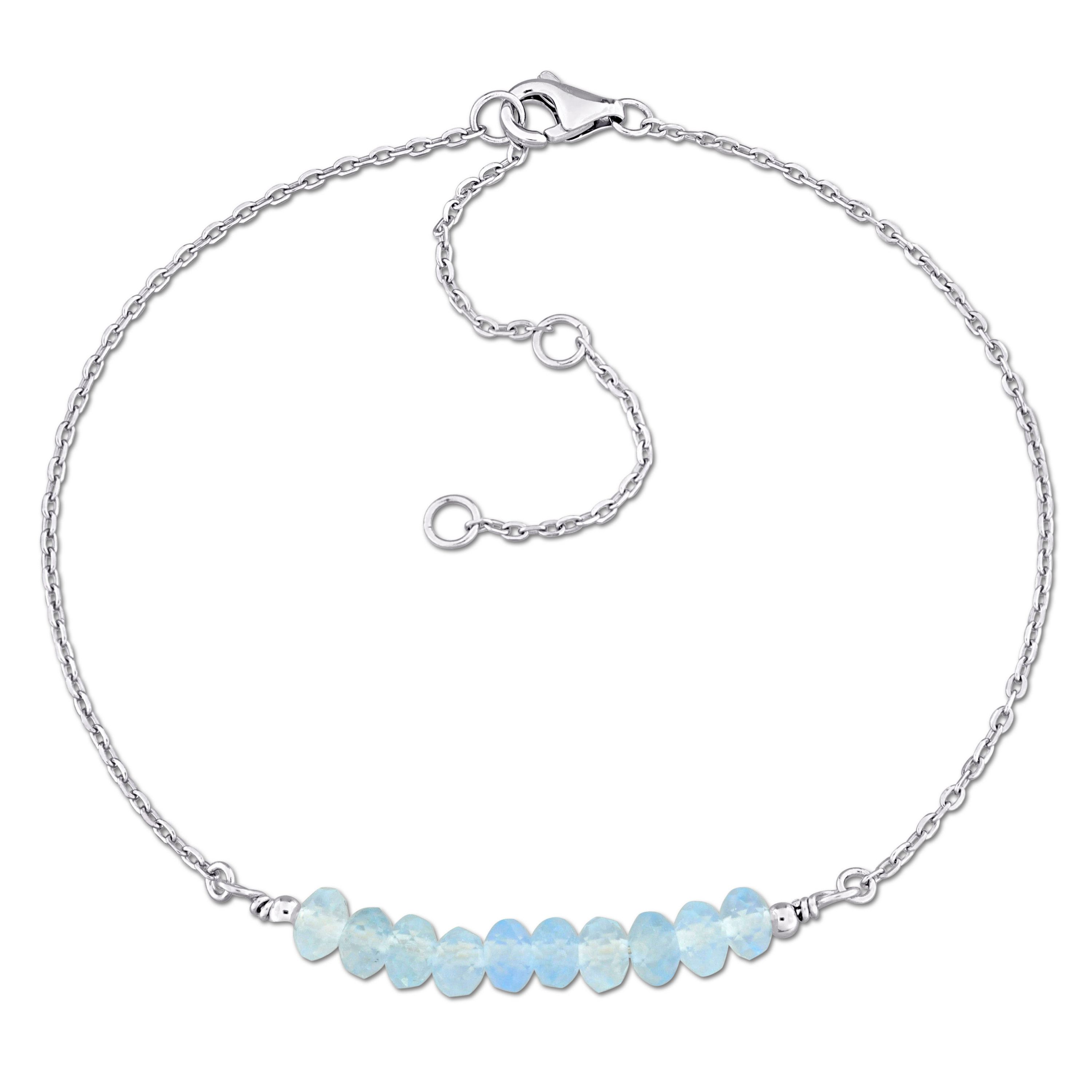 Aquamarine Bead Bracelet in Sterling Silver