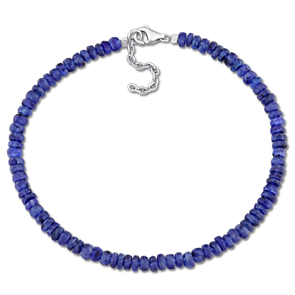 Blue Sapphire Beaded Bracelet in Sterling Silver