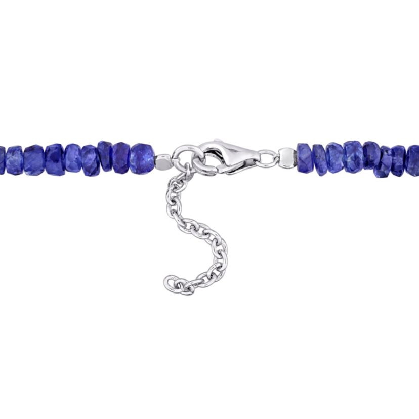 Blue Sapphire Beaded Bracelet in Sterling Silver